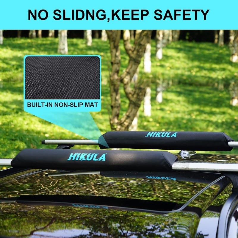 HIKULA 28" Soft Aero Roof Rack Pads for Various Crossbars with Two 15' Premium Scratch Resistant Silicone Buckle Tie Down Straps for SUPs, Surfboards, Kayaks, Canoes Includes Storage Bag - Image 5